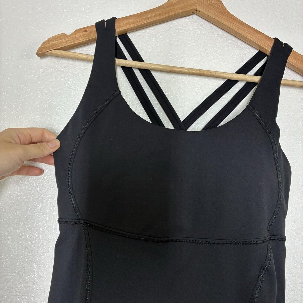 Lululemon Energy Tank Top Medium Black Crossback Built In Bra Athletic Yoga - Picture 11 of 11